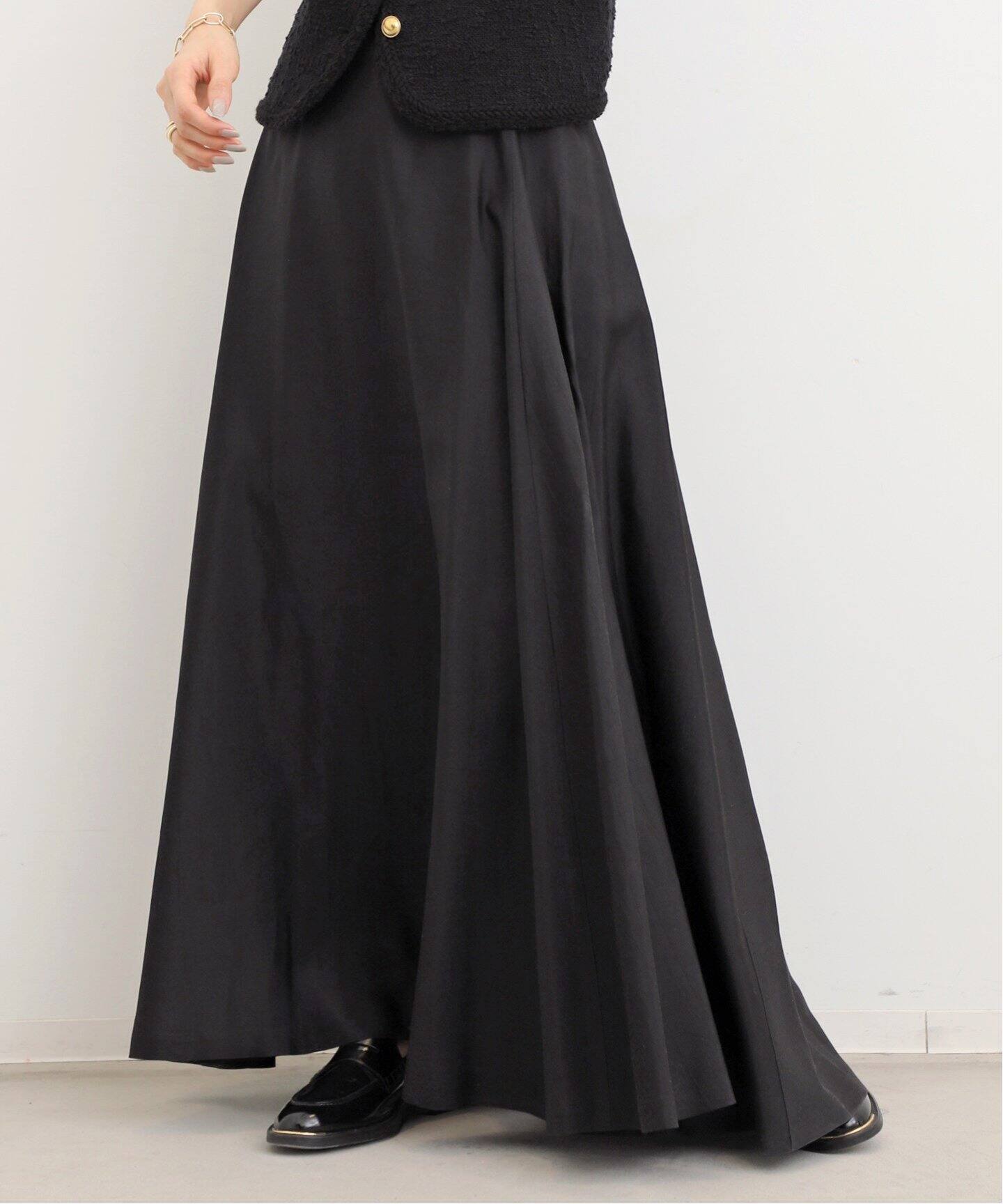 Washable Silk Flare Skirt（ロング・マキシ丈スカート）｜L 
