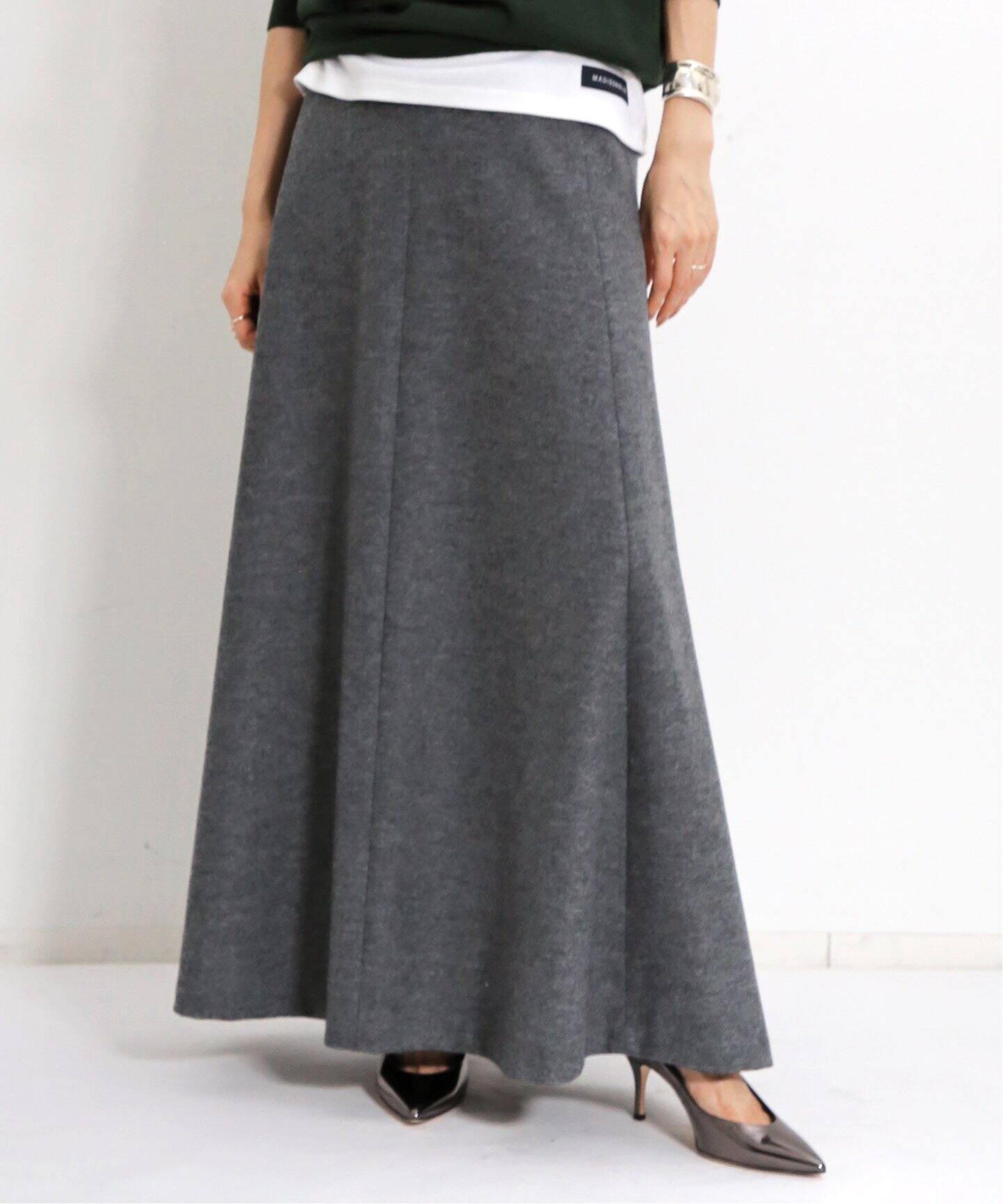 WOOL FLARE SKIRT（ロング・マキシ丈スカート）｜L 