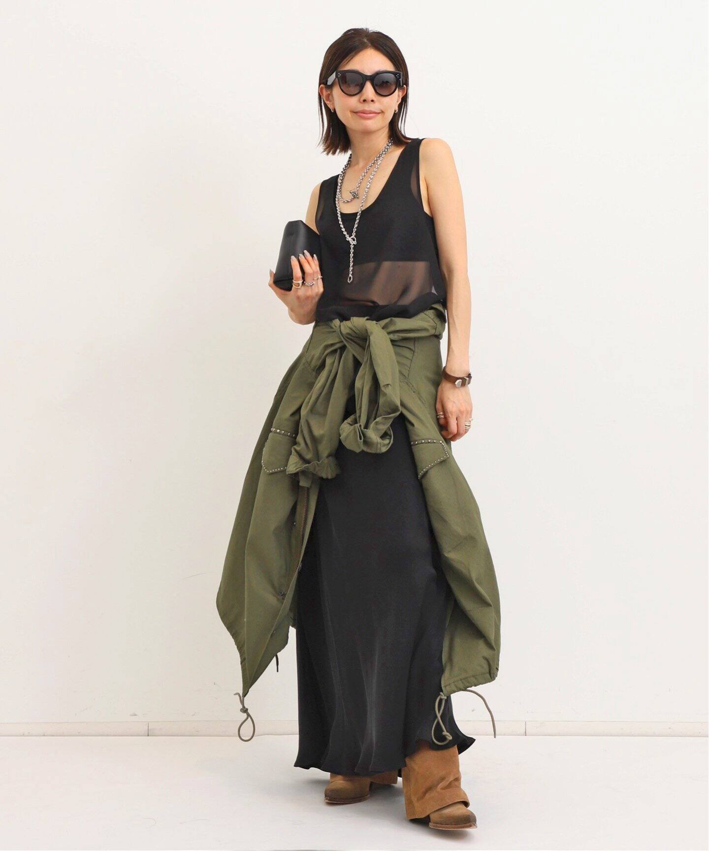 SHAINA MOTE/シャイナモート】 BIAS FLARE SKIRT（ロング・マキシ丈  