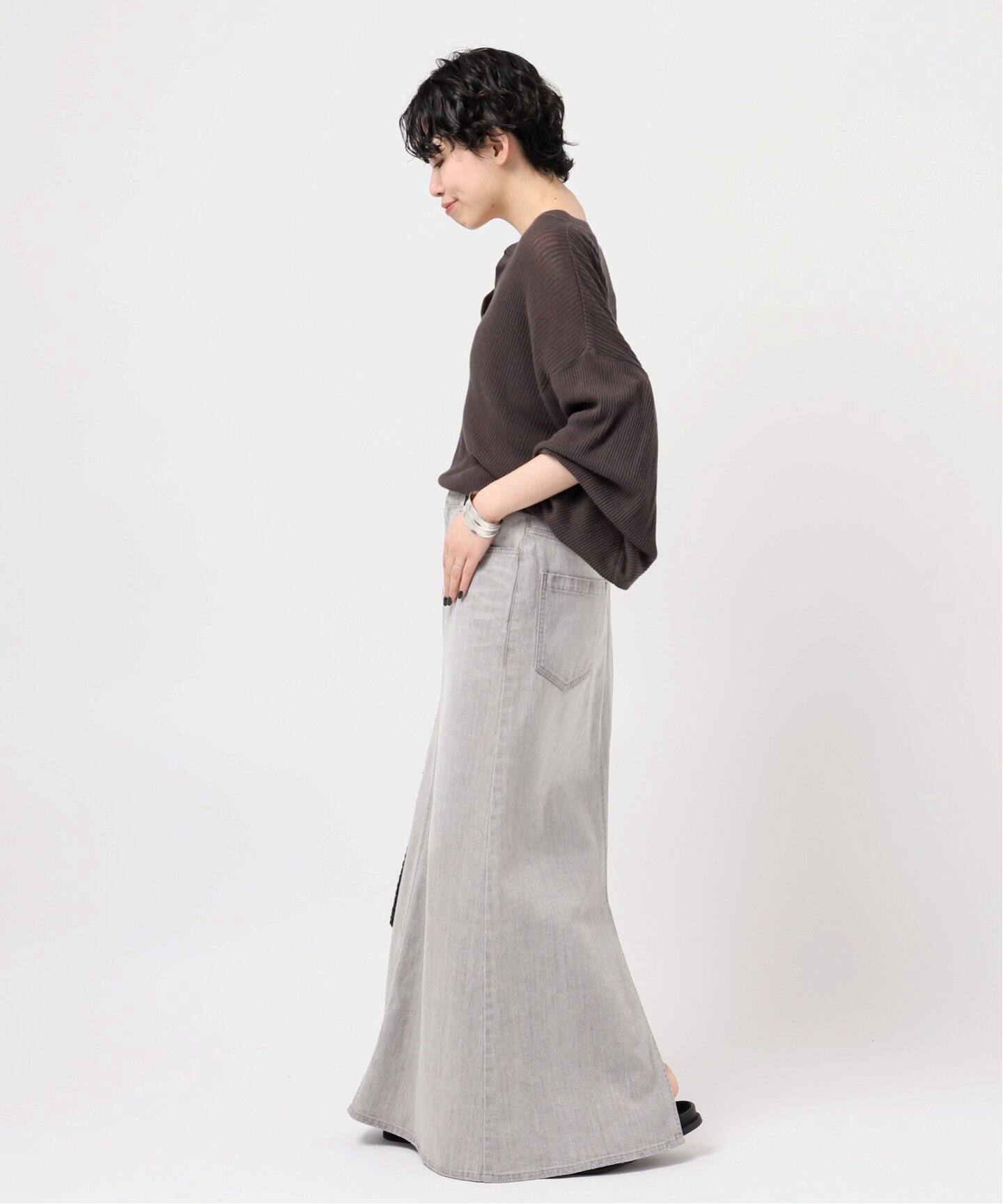 追加 Lt.Grayデニムスカート（ロング・マキシ丈スカート）｜AP STUDIO  