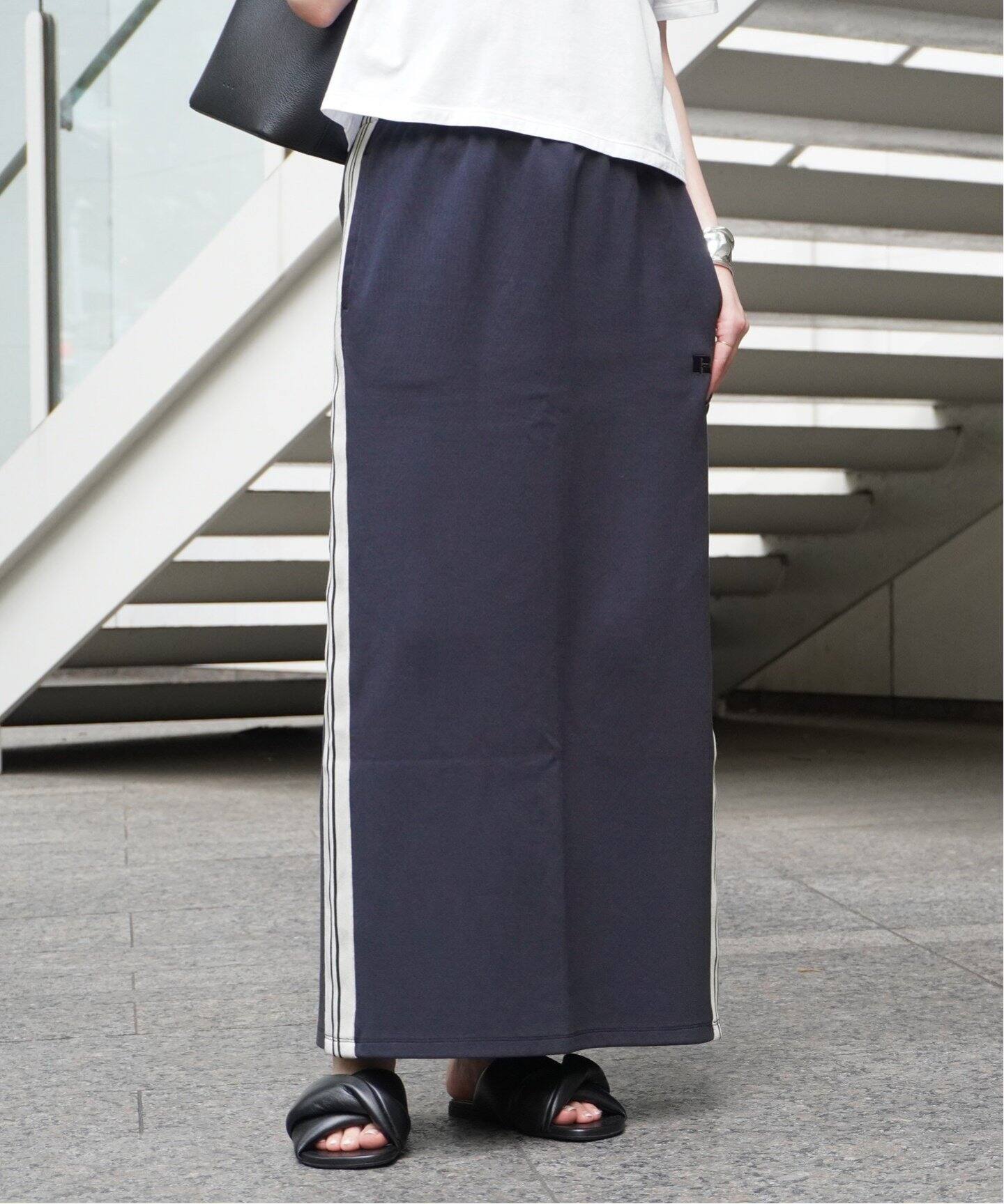 RUSSELL ATHLETIC】別注ジャージーラインスカート（ロング・マキシ丈  