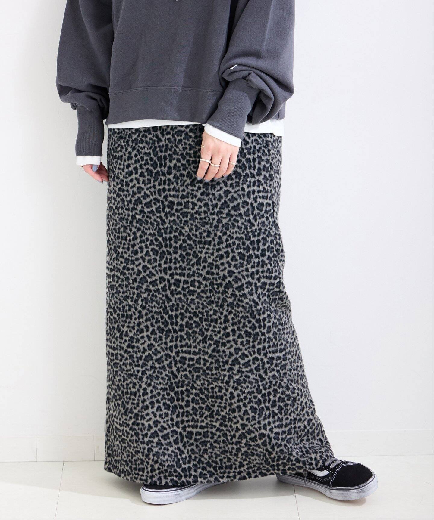 シャギーレオパードスカート（ロング・マキシ丈スカート）｜B.C STOCK  
