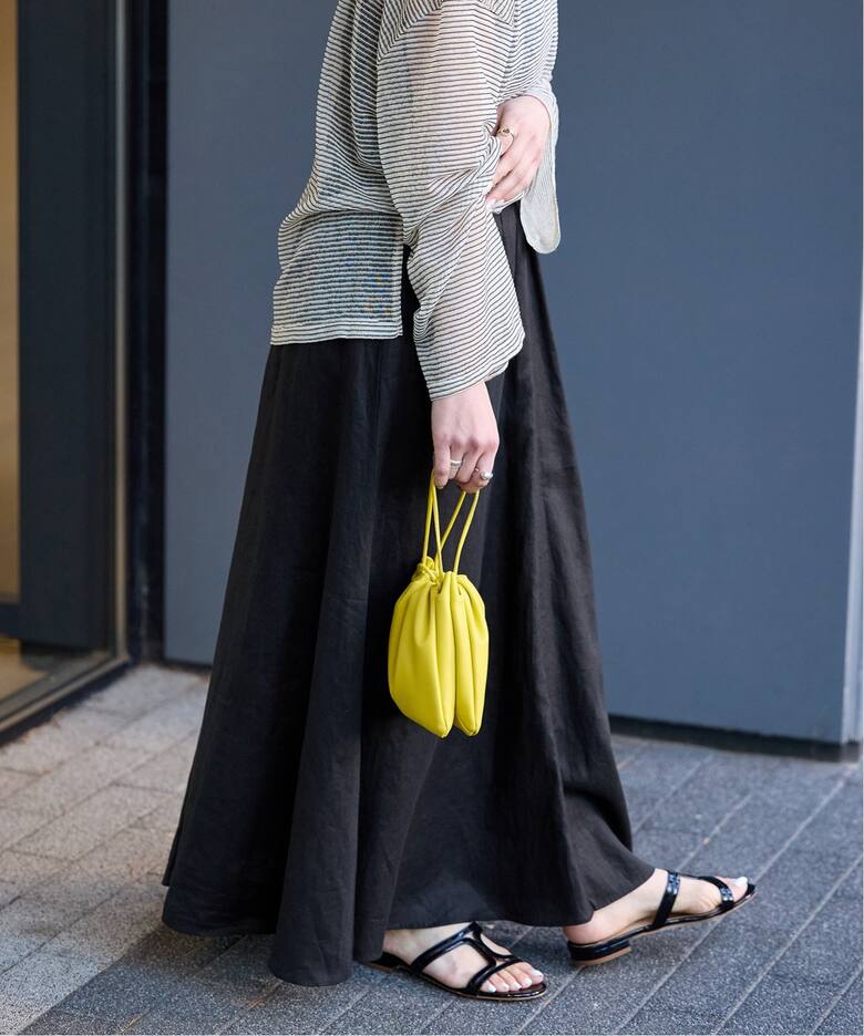 フレンチリネンギャザースカート（ロング・マキシ丈スカート）｜B.C  