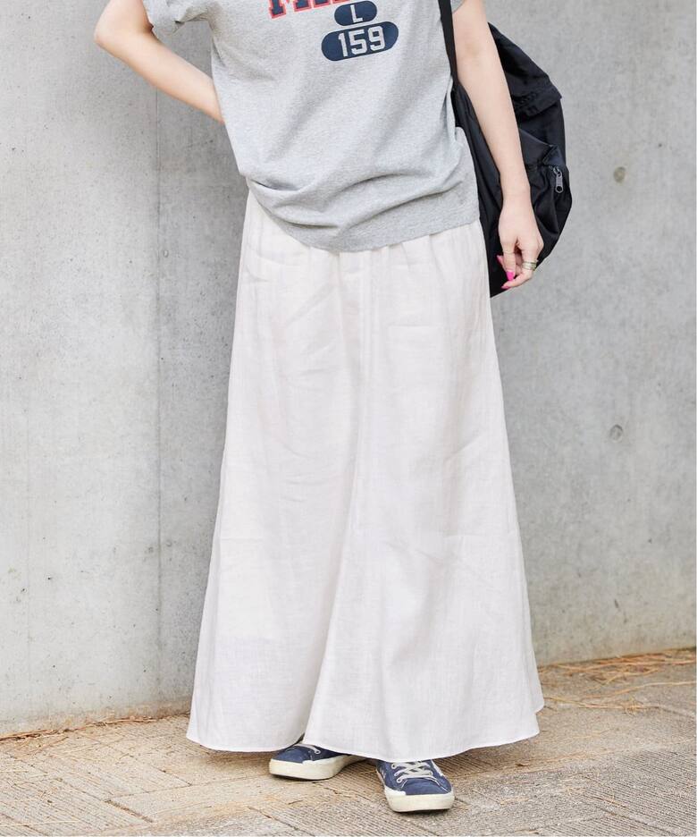 追加2》フレンチリネンギャザースカート（ロング・マキシ丈スカート  