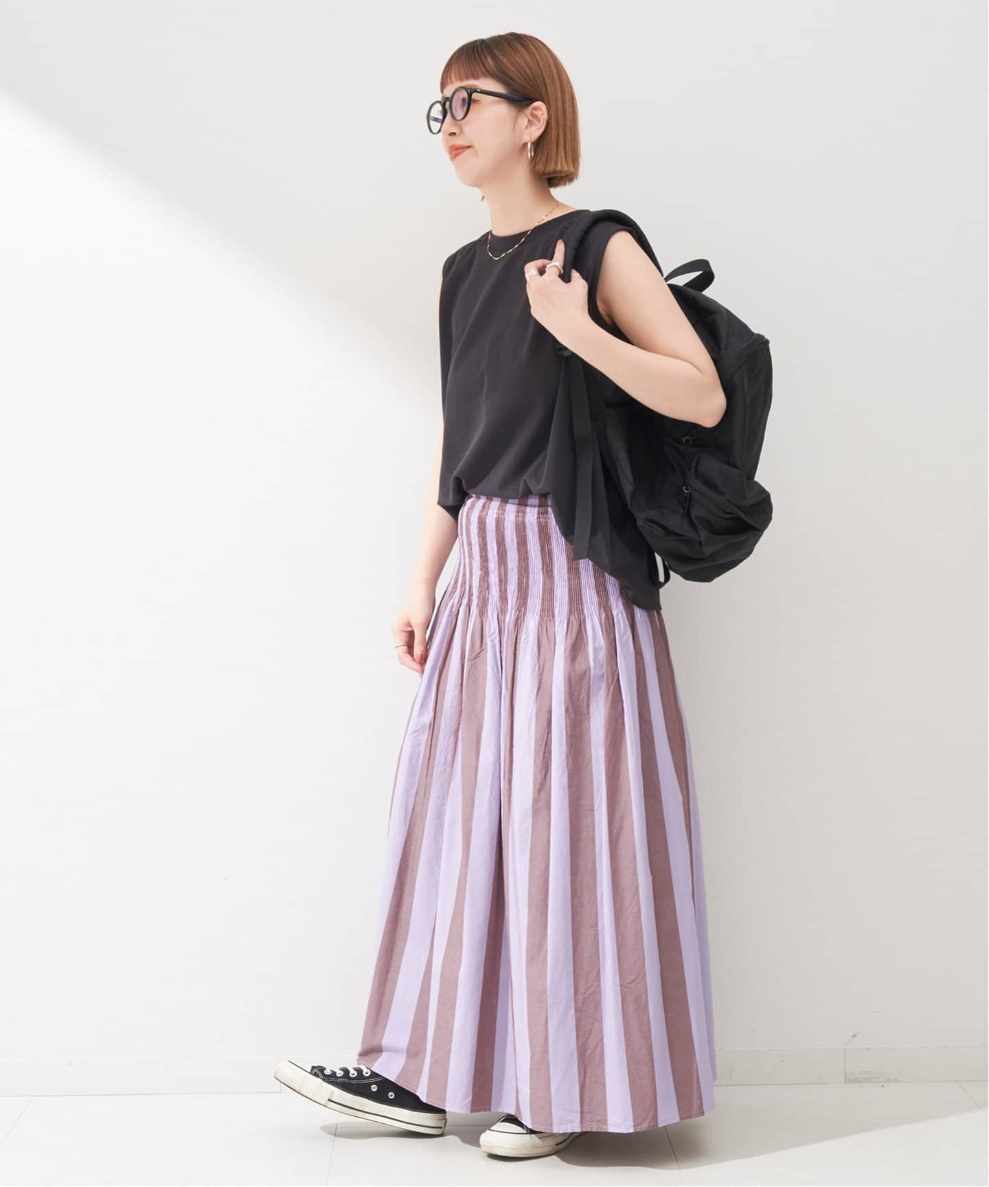リバーシブルギャザースカート（ロング・マキシ丈スカート
