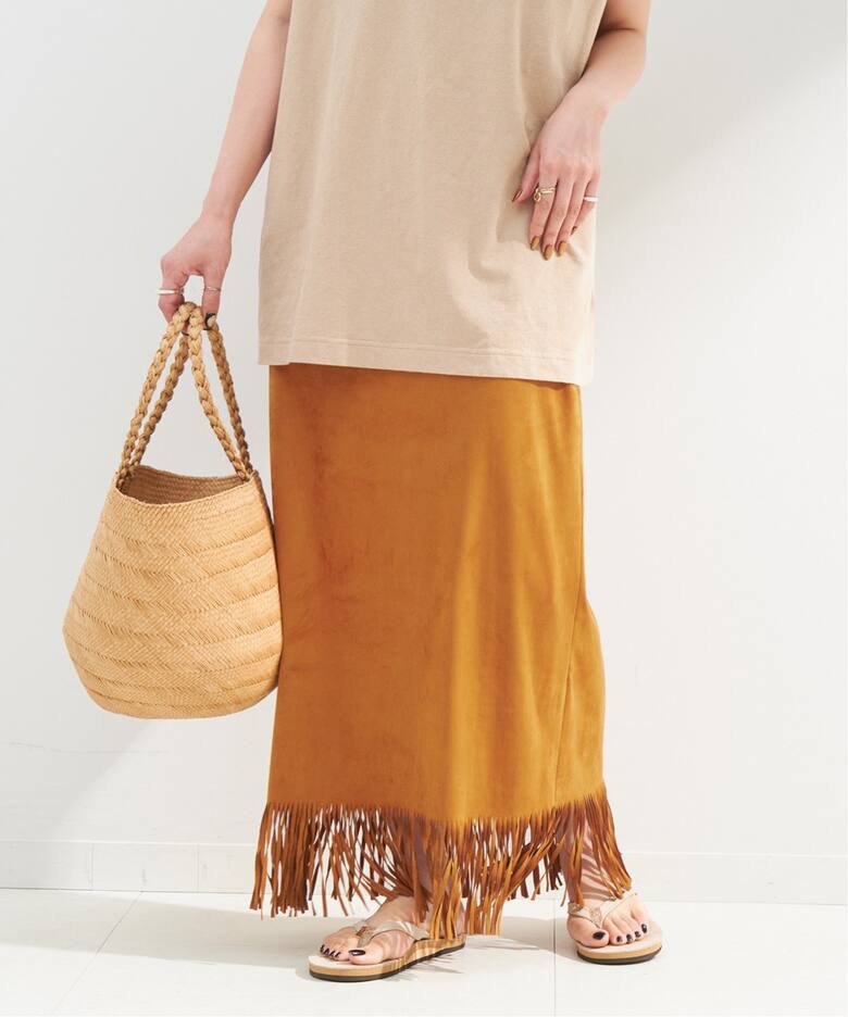 Gleamy/グリーミー フリンジフェイクスエードスカート（ロング・マキシ  