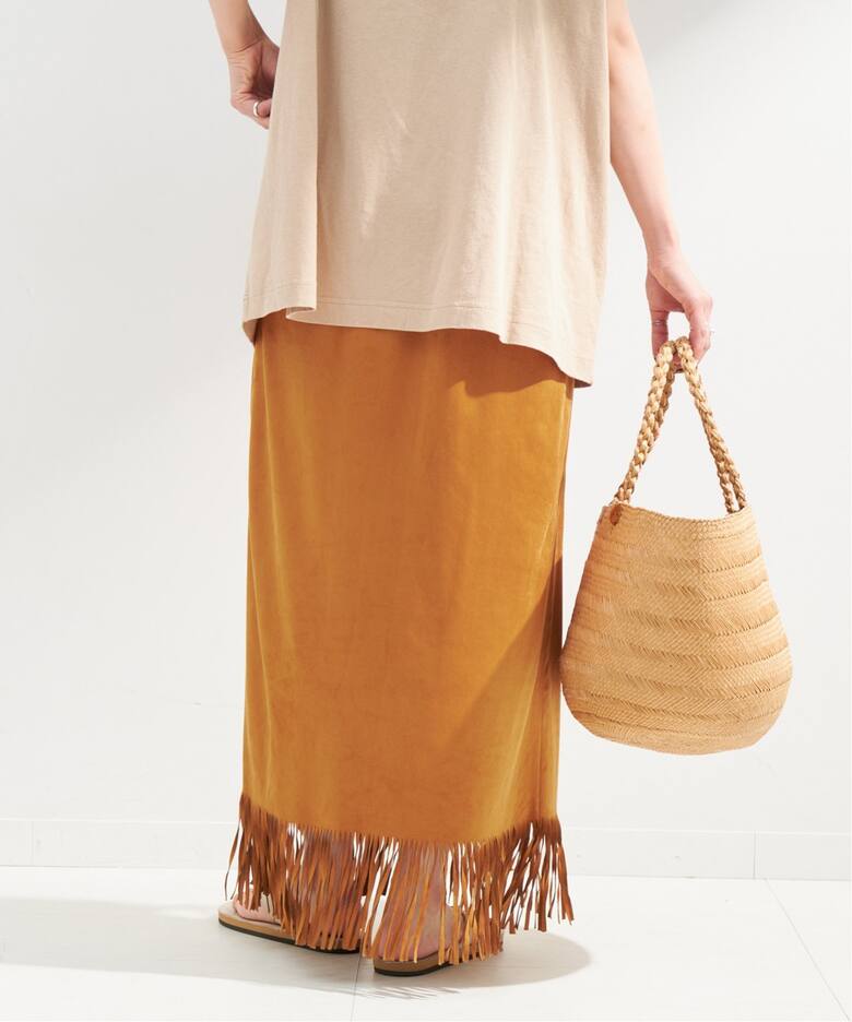 Gleamy/グリーミー フリンジフェイクスエードスカート（ロング・マキシ  