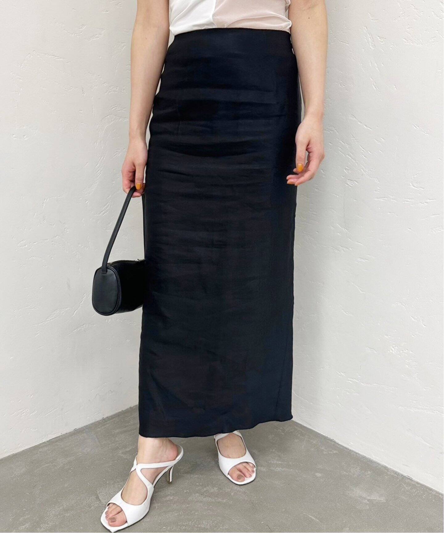 追加》abc LULU バックスリットストレッチタイトスカート（ロング  