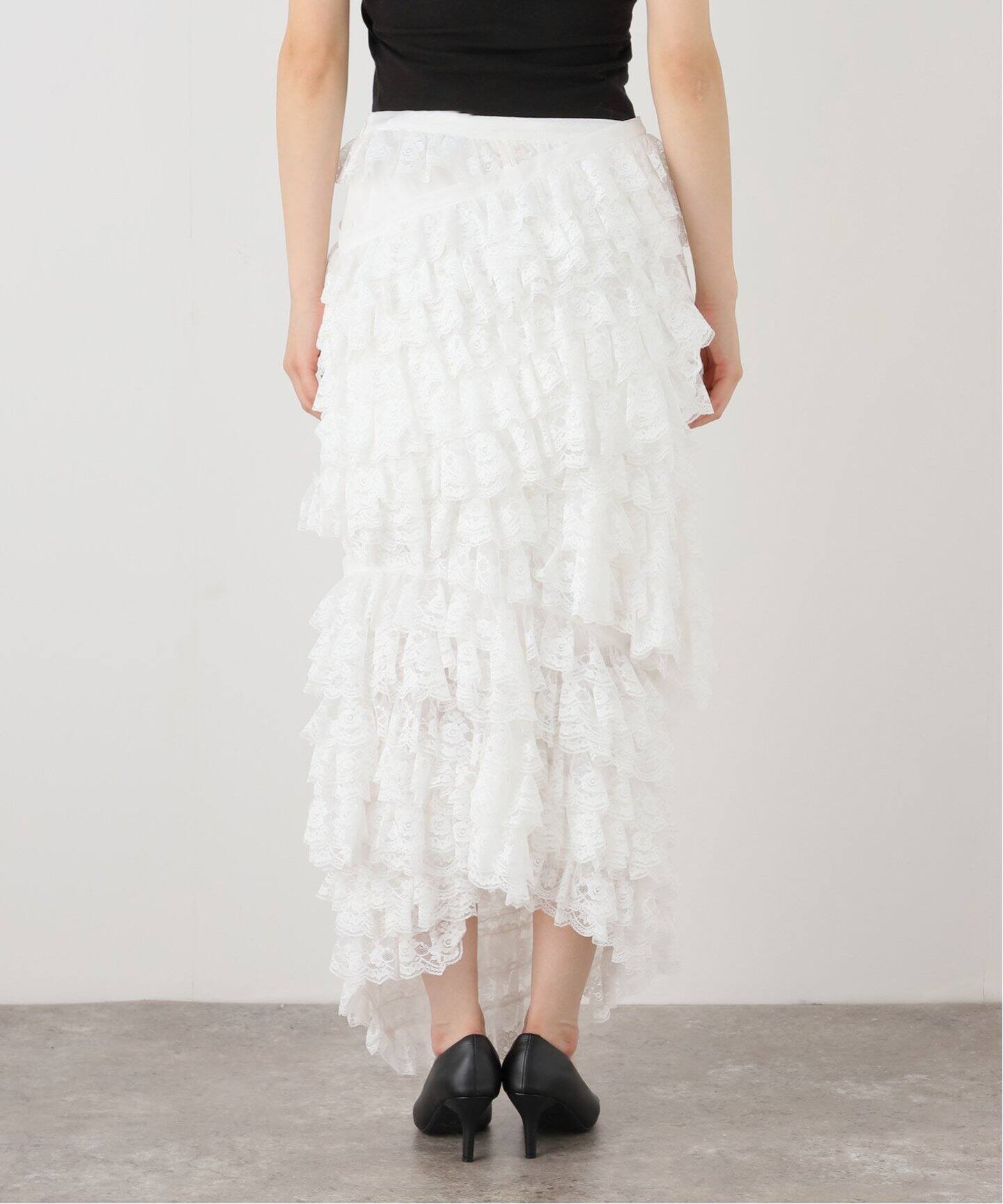 YUHAN WANG/ユハン ワン】lace trimmed maxi skirt（ロング・マキシ丈