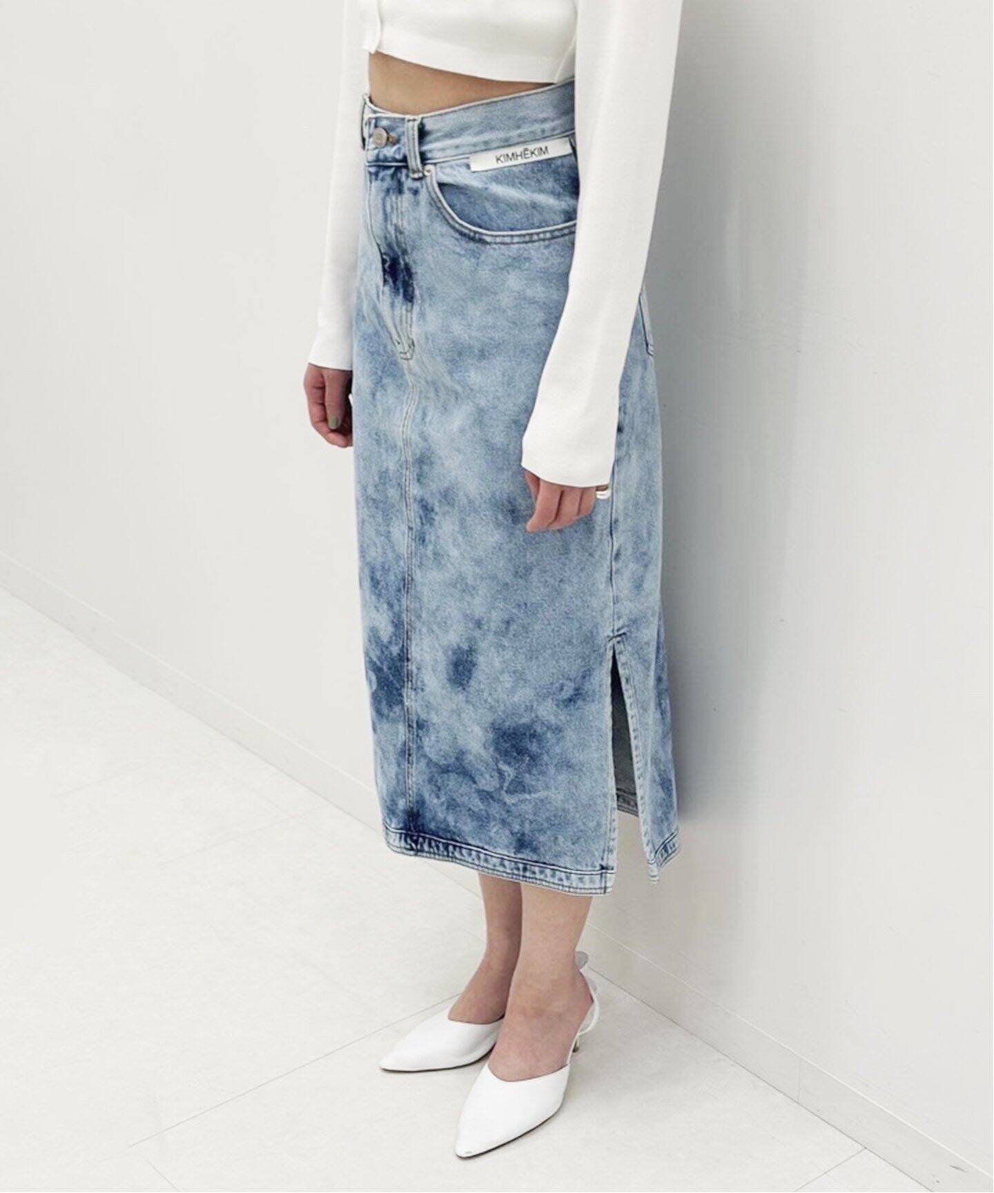 KIMHEKIM/キムヘキム】ASYMMETRIC DENIM MIDI SKIRT（デニムスカート  