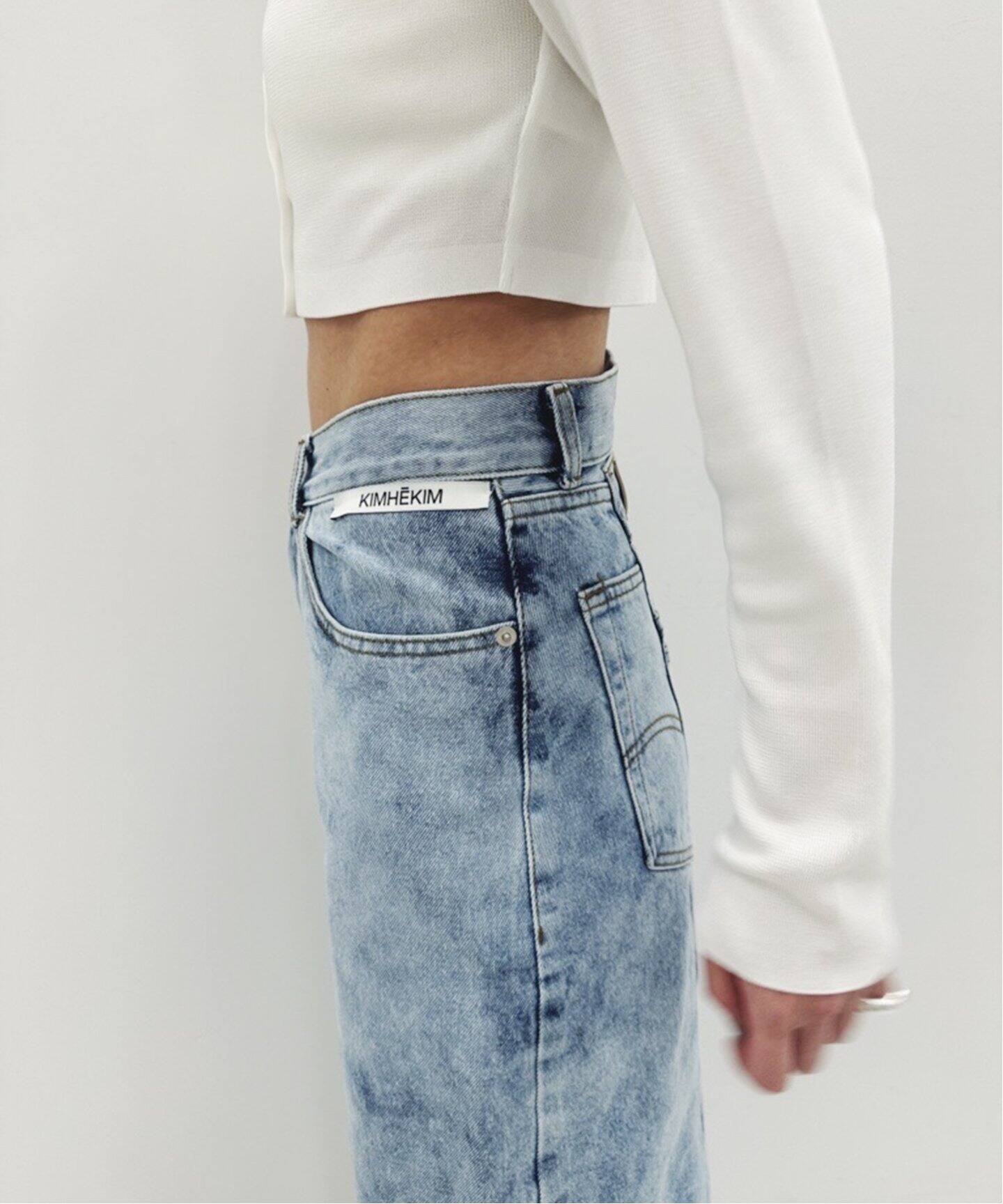 KIMHEKIM/キムヘキム】ASYMMETRIC DENIM MIDI SKIRT（デニムスカート  