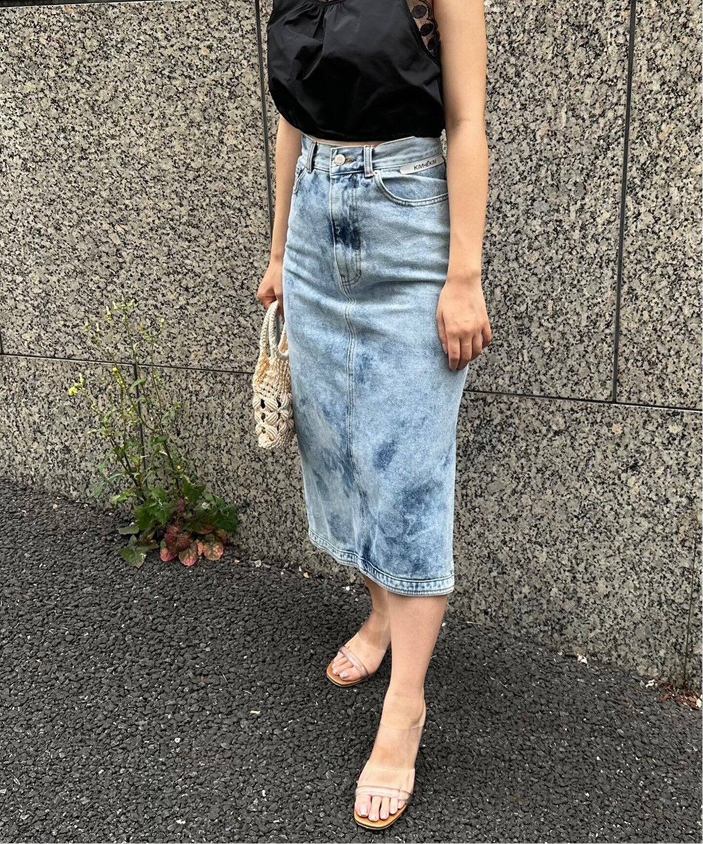 kimhekim デニムロングスカート ブラック　キムへキムデニムスカート kimhekim デニムロングスカート ブラック キムへキムデニムスカート