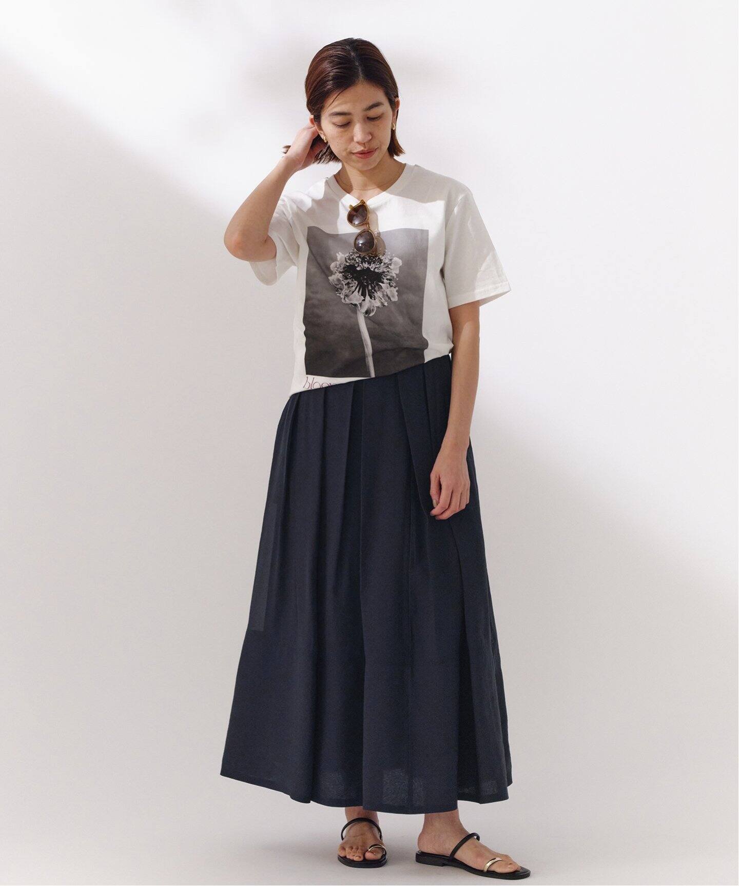 ブライトシアー タックフレアースカート（ロング・マキシ丈スカート  