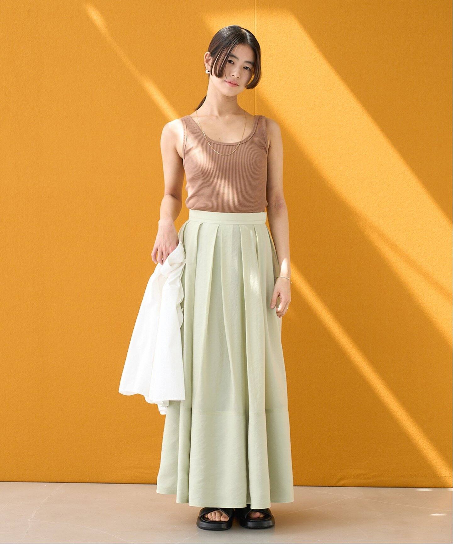 ブライトシアー タックフレアースカート（ロング・マキシ丈スカート  