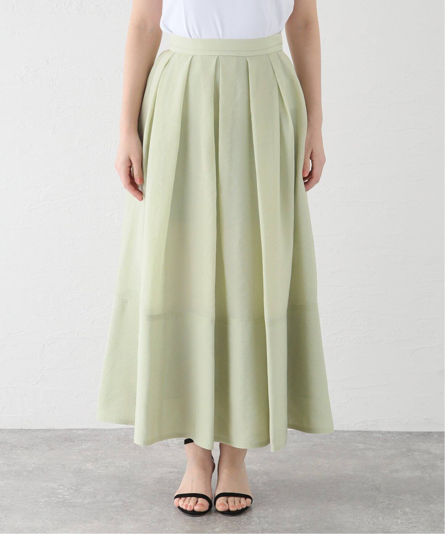 ブライトシアー タックフレアースカート（ロング・マキシ丈スカート  