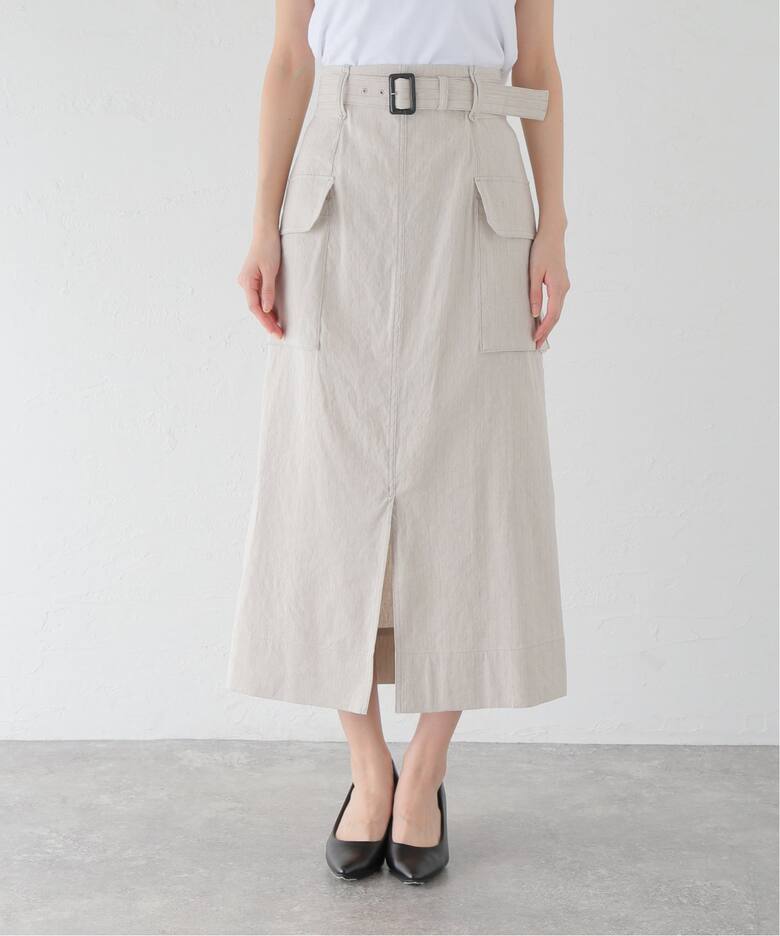 リネンストレッチ ペンシルロングスカート（ロング・マキシ丈スカート  
