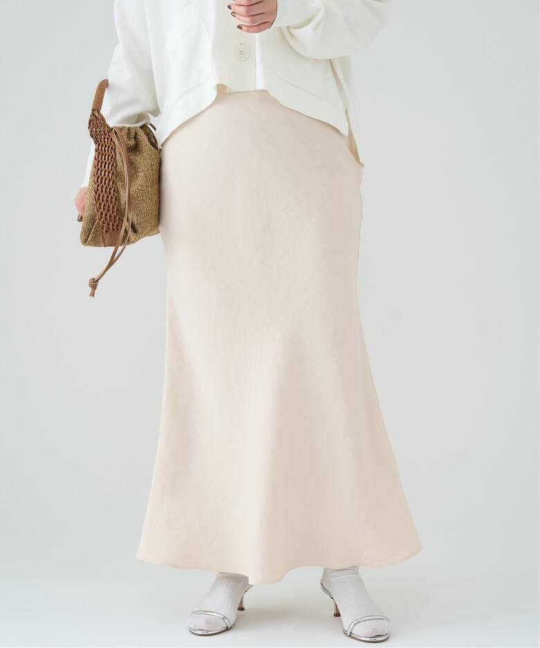 麻レーヨンオックスバイヤススカート（ロング・マキシ丈スカート  