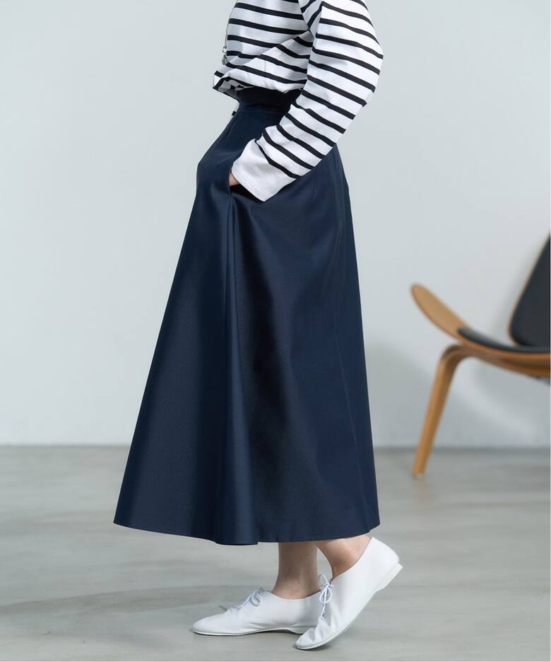 ＆NAVYポリエステルシルクフレアスカート（ロング・マキシ丈スカート 