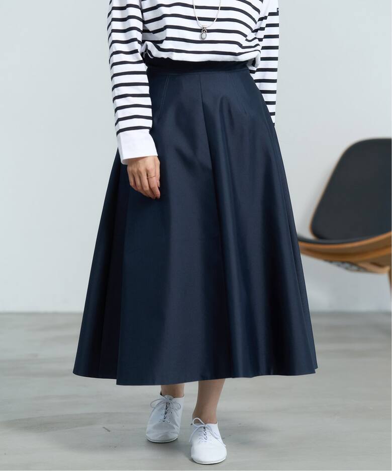 ＆NAVYポリエステルシルクフレアスカート（ロング・マキシ丈スカート  