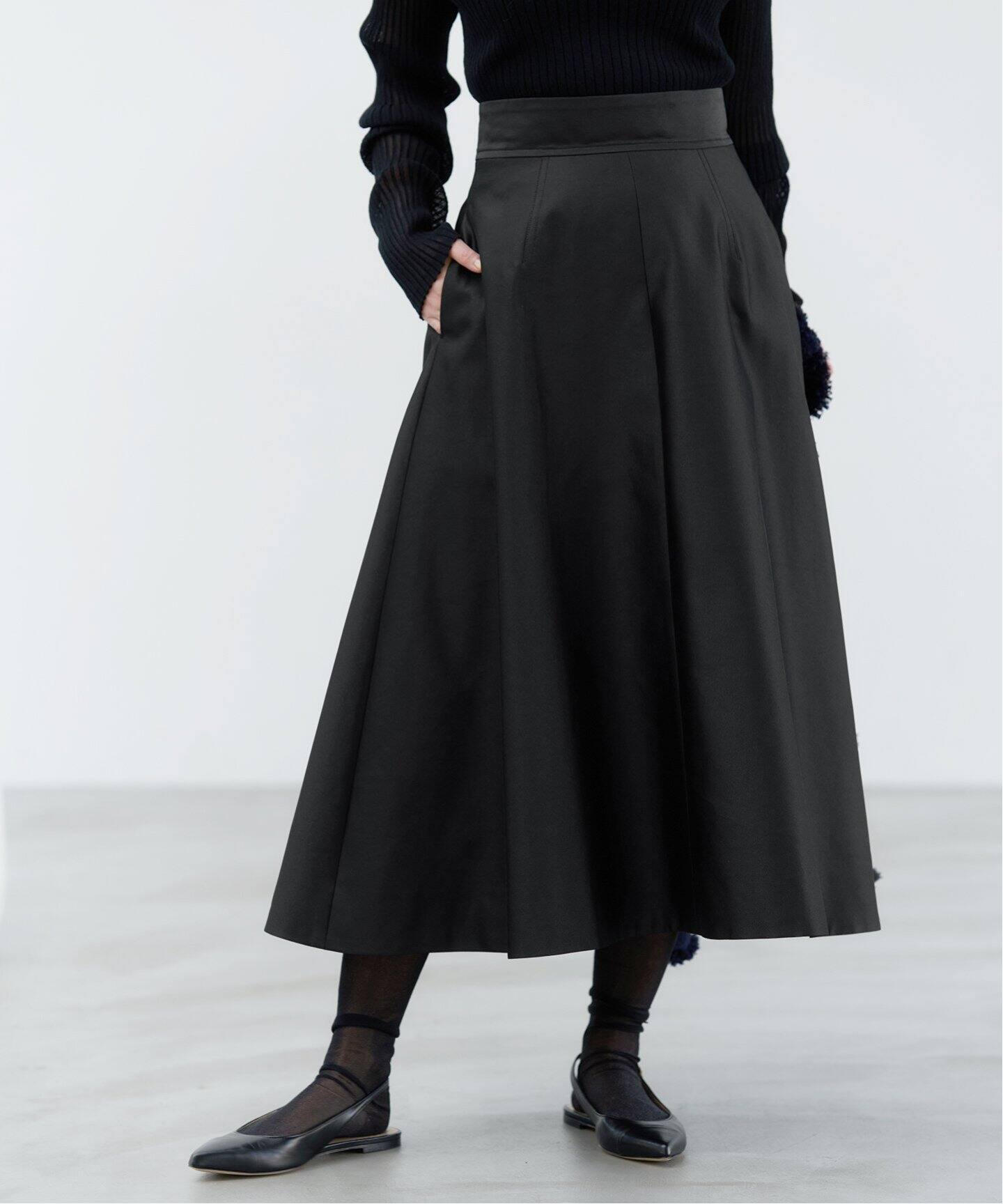 ＆NAVYポリエステルシルクフレアスカート（ロング・マキシ丈スカート  