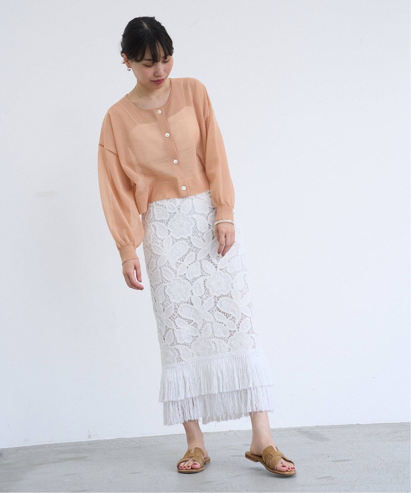 IENA パネルレースロングスカート 38 仕上っ 