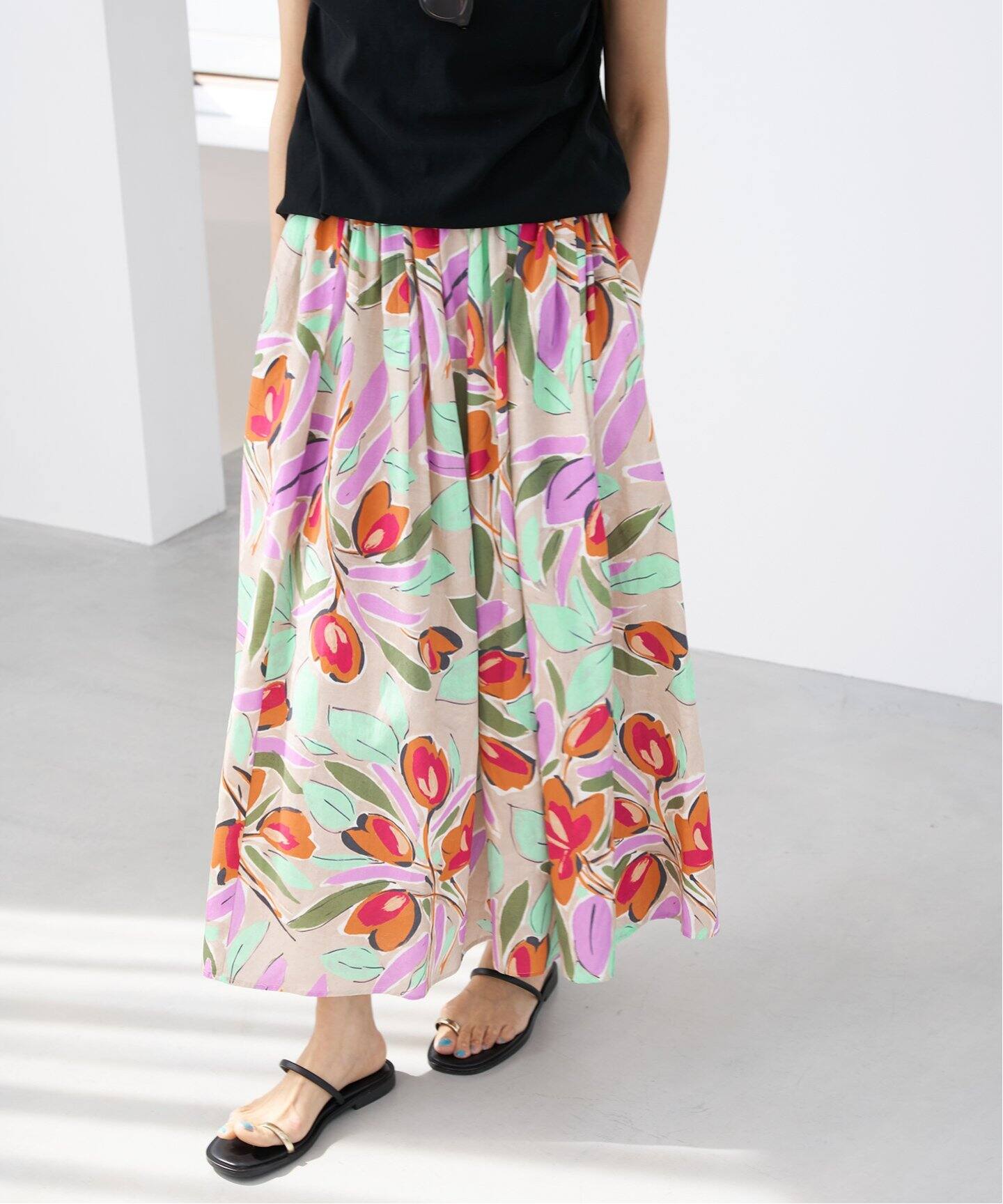 ブロードPV プリントスカート（ロング・マキシ丈スカート）｜IENA  