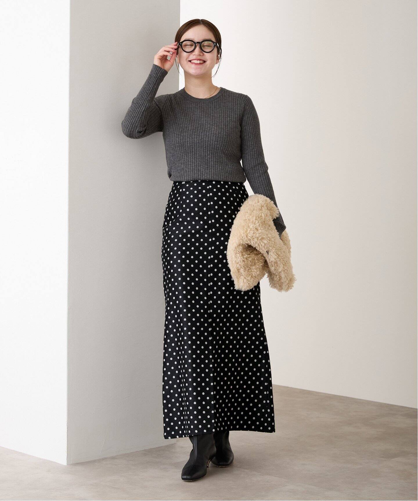 ドットジャガードロングスカート（ロング・マキシ丈スカート）｜IENA  