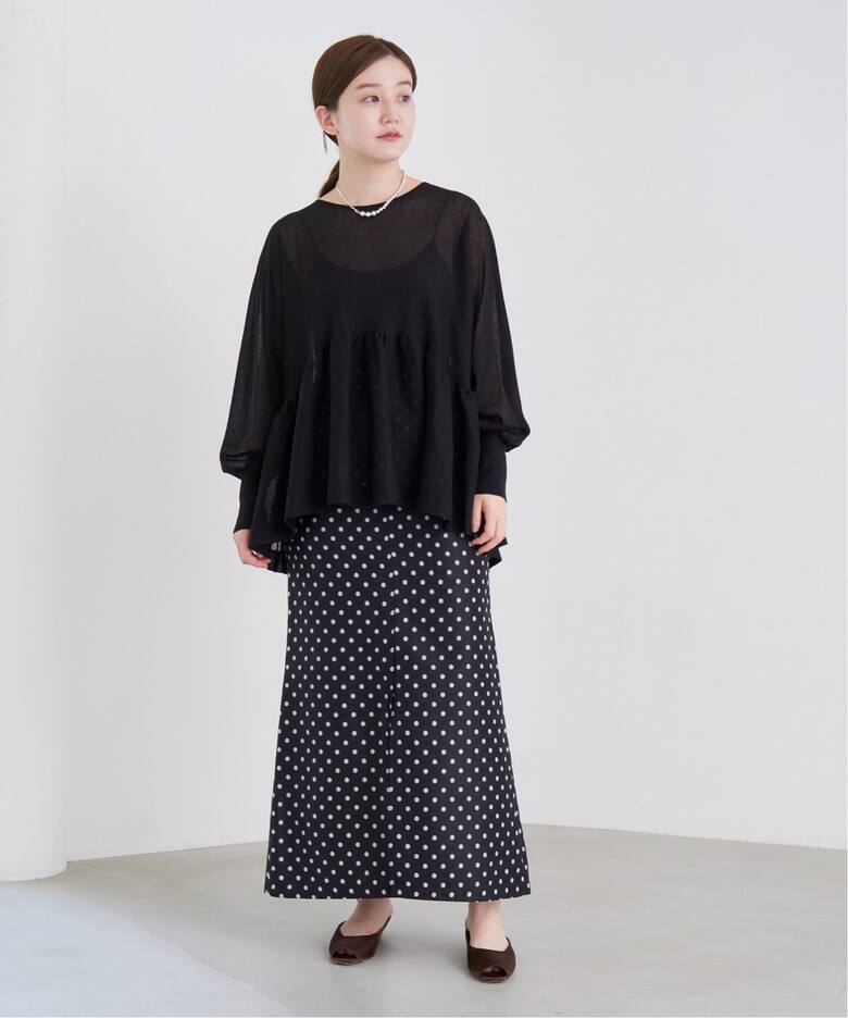 ドットジャガードロングスカート（ロング・マキシ丈スカート）｜IENA  