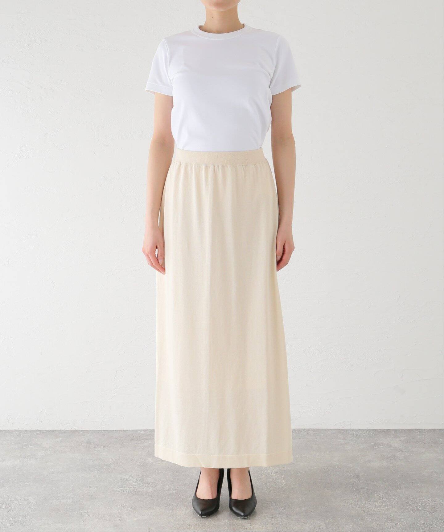 コットンシルクニット タイトスカート（ロング・マキシ丈スカート  