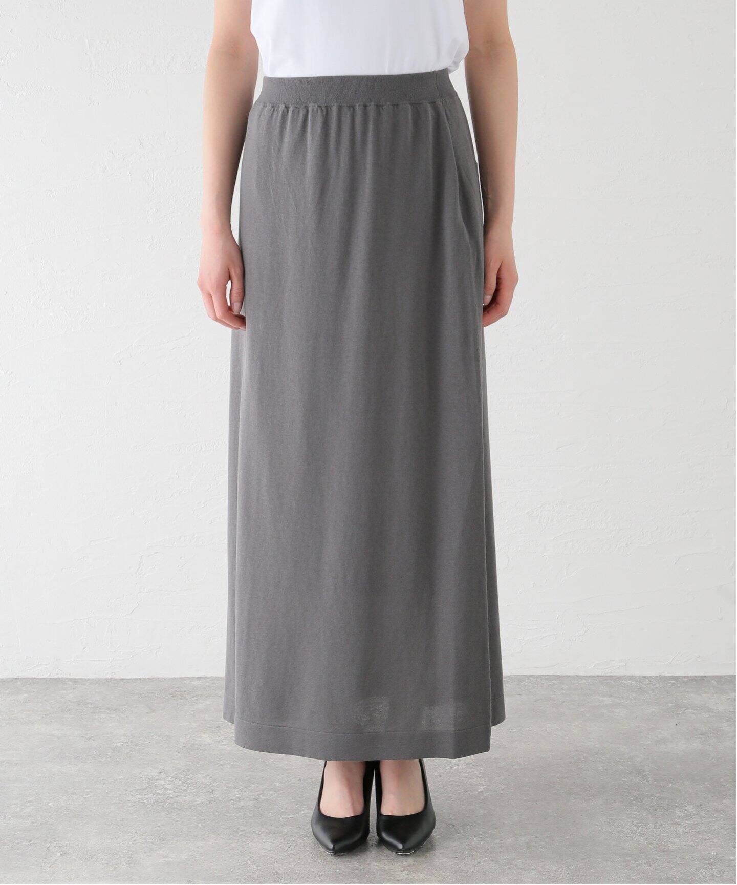 コットンシルクニット タイトスカート（ロング・マキシ丈スカート  