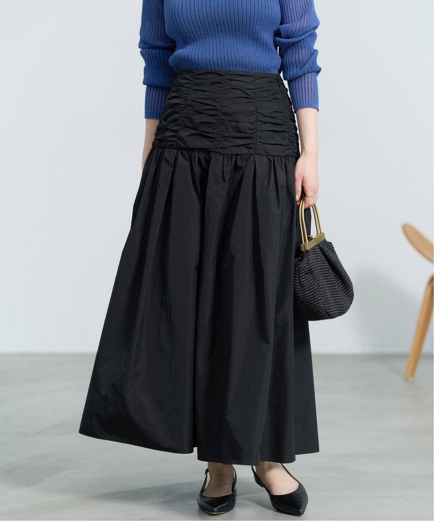 ギャザーデザインタフタスカート（ロング・マキシ丈スカート）｜IENA  