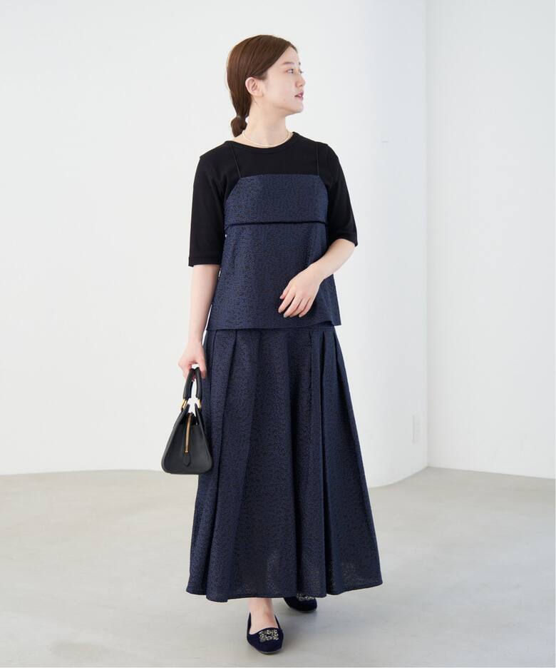 フラワー刺繍タックフレアスカート（ロング・マキシ丈スカート）｜IENA  