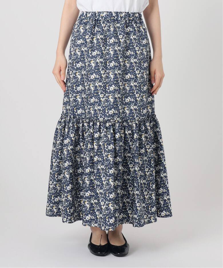モチーフフラワー ティアードスカート（ロング・マキシ丈スカート  