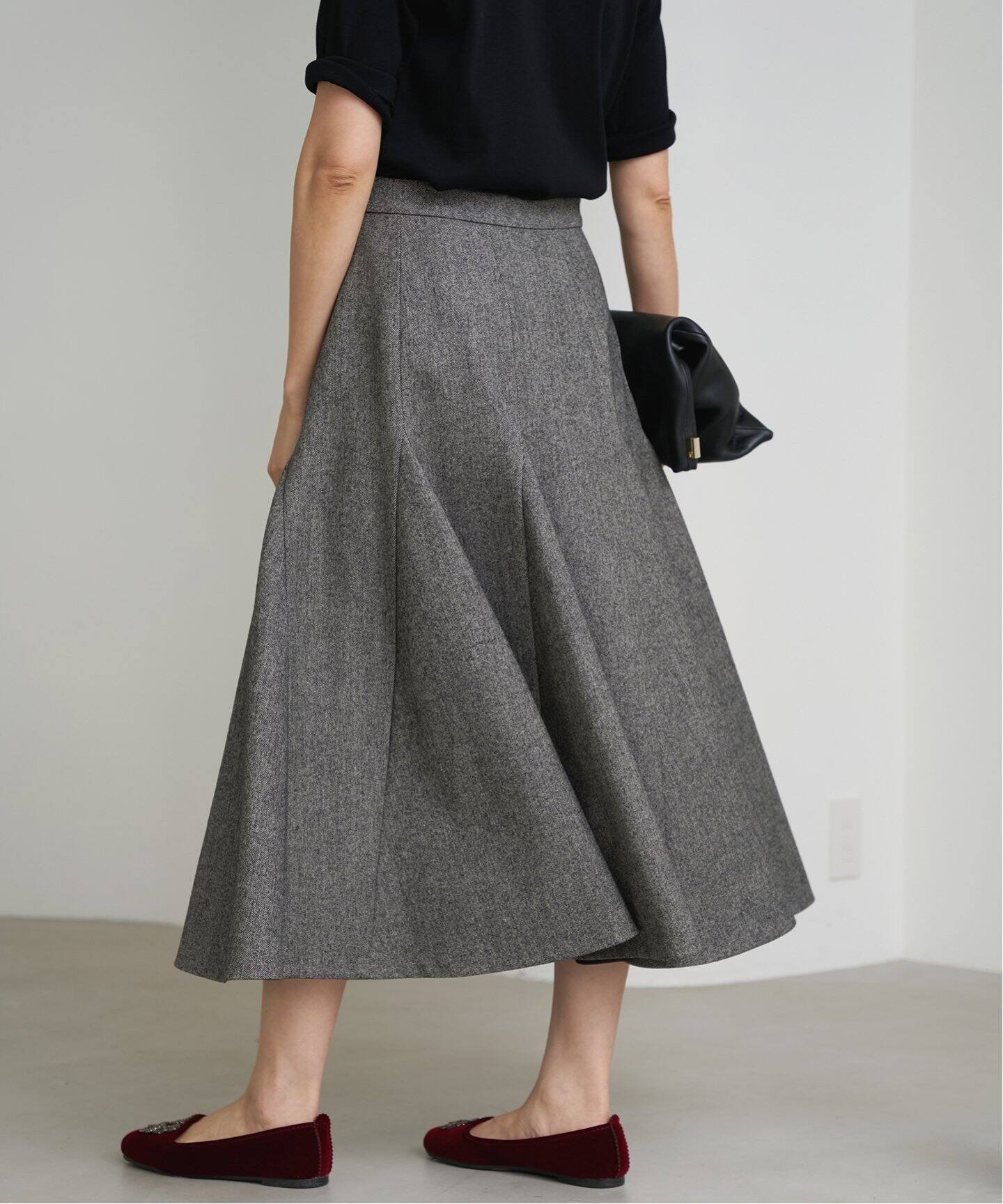 ボンディングツイードフレアスカート（ロング・マキシ丈スカート  