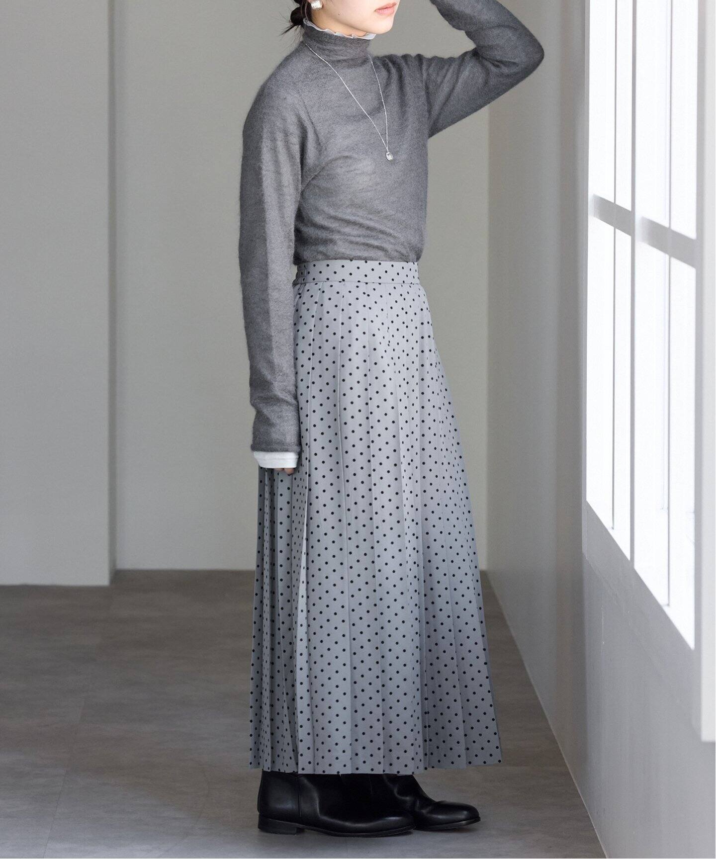 フロッキードットプリーツスカート（ロング・マキシ丈スカート）｜IENA  