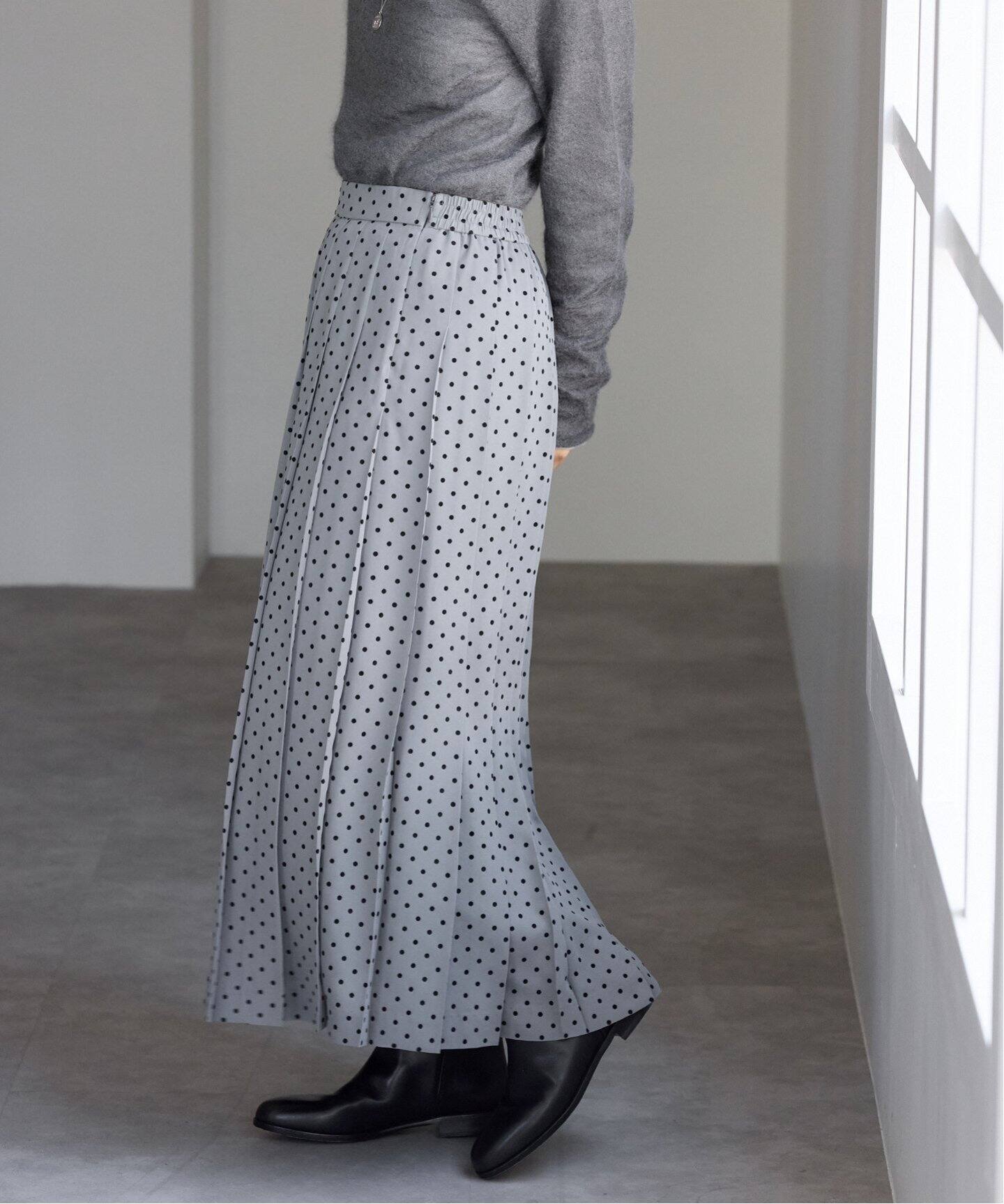 フロッキードットプリーツスカート（ロング・マキシ丈スカート）｜IENA  