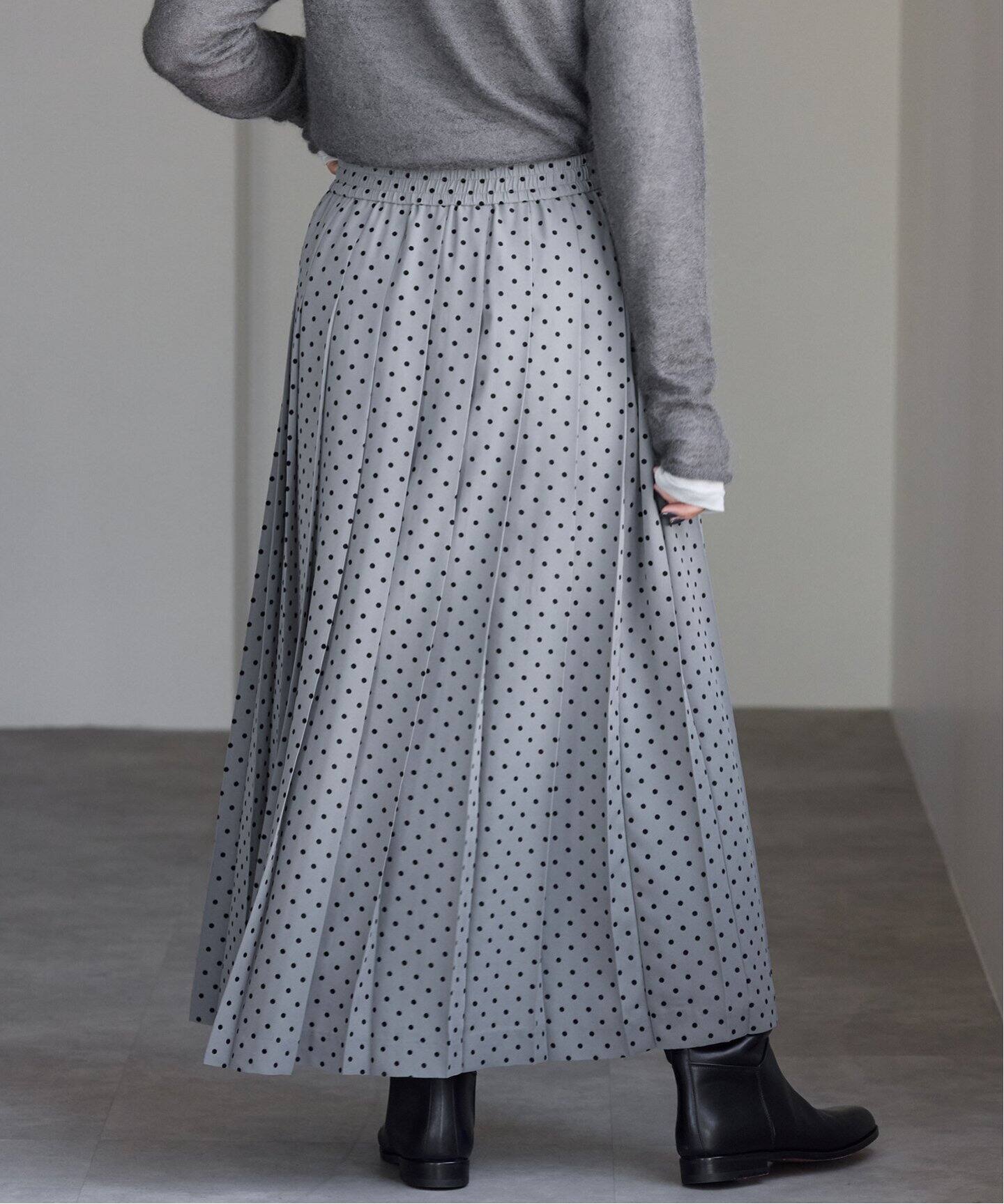 フロッキードットプリーツスカート（ロング・マキシ丈スカート）｜IENA  