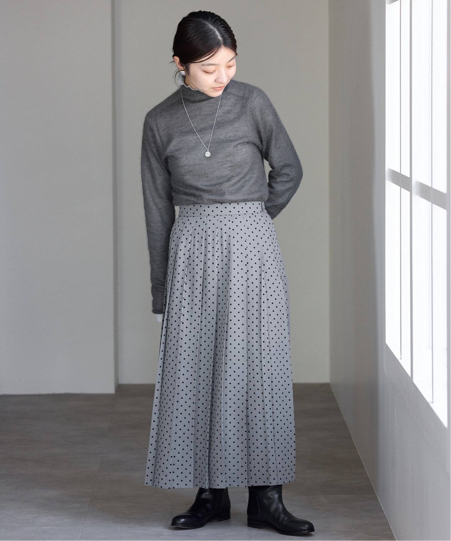 フロッキードットプリーツスカート（ロング・マキシ丈スカート）｜IENA  