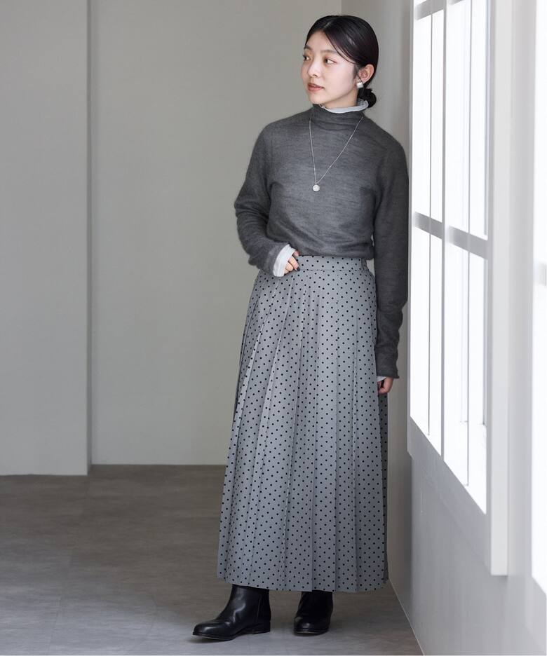 フロッキードットプリーツスカート（ロング・マキシ丈スカート）｜IENA  