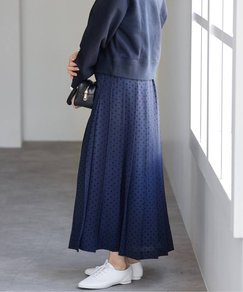 フロッキードットプリーツスカート（ロング・マキシ丈スカート）｜IENA  