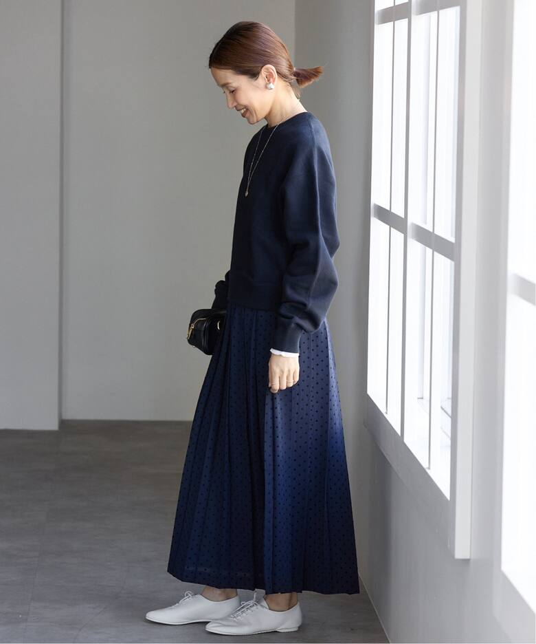 フロッキードットプリーツスカート（ロング・マキシ丈スカート）｜IENA  