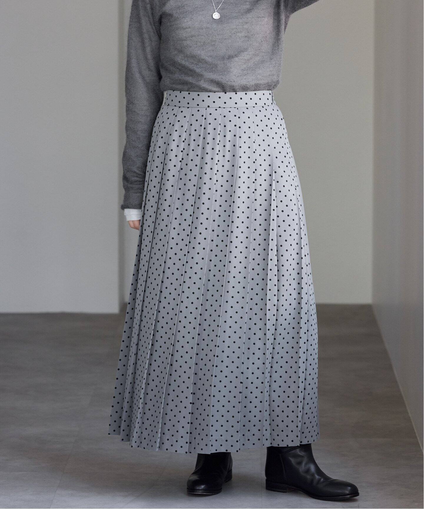 フロッキードットプリーツスカート（ロング・マキシ丈スカート）｜IENA  