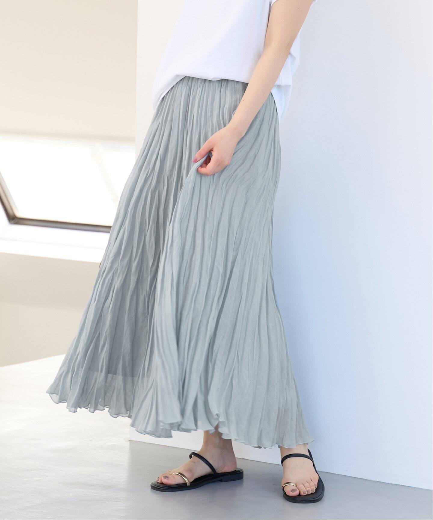IENA ロングWプリーツデザインスカート
