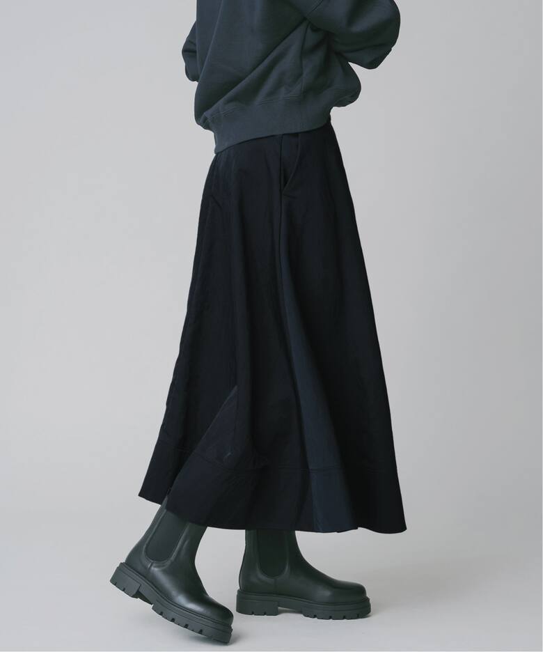 イエナ 22SS フレアスカート ロング ナイロン ストレッチ 38 黒  