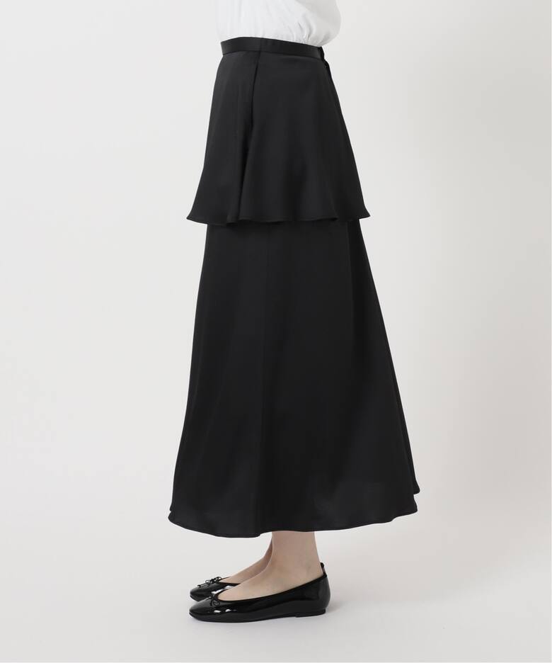 IENA イエナ ストライプティアードスカート 38 黒 2022SS 今季（スパン  