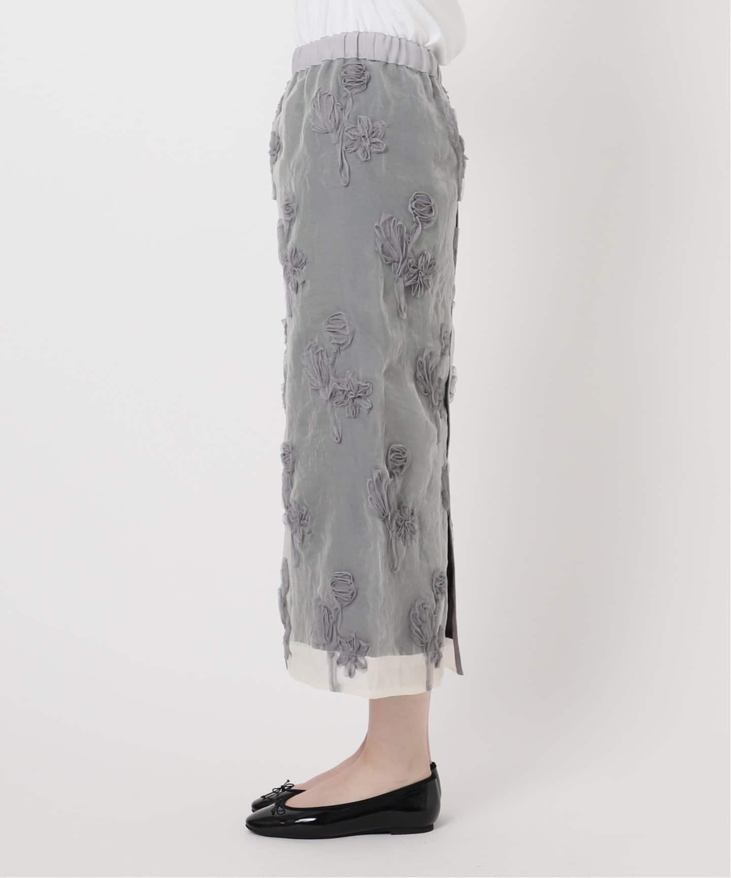 IENA フラワー刺繍オーガンジースカート フラワー刺繍オーガンジースカート（ロング・マキシ丈スカート