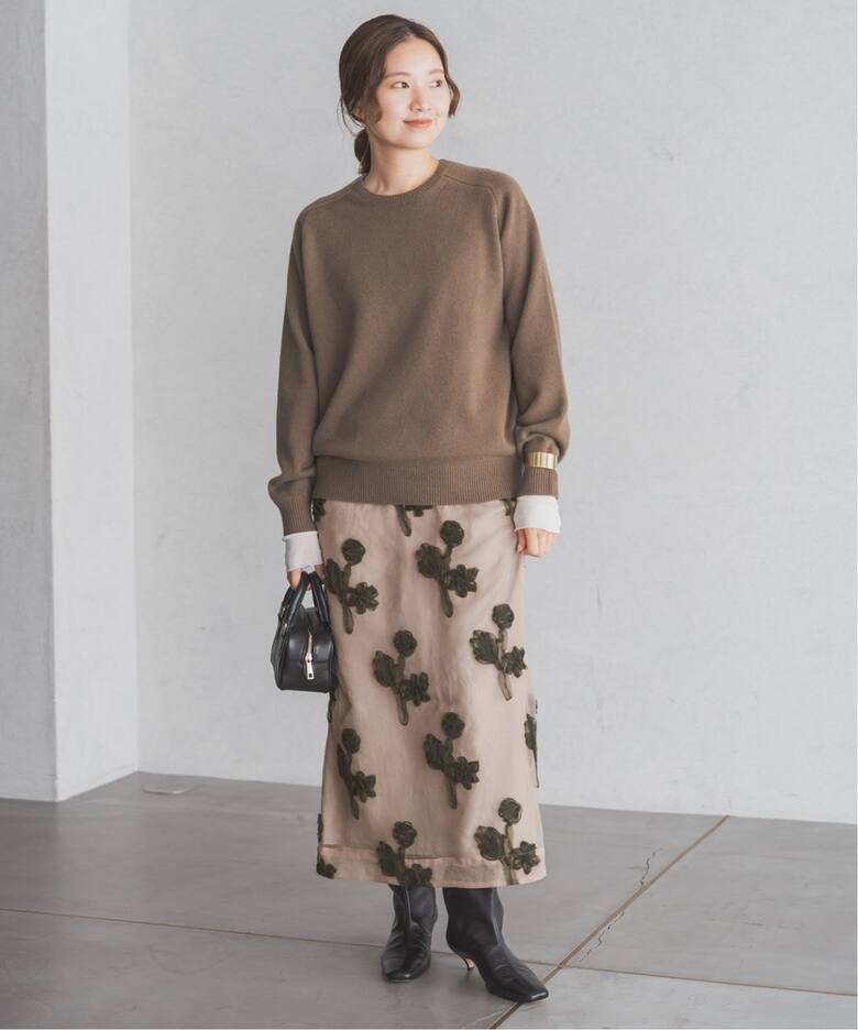 WEB限定/追加》フラワー刺繍オーガンジースカート（ロング・マキシ丈  