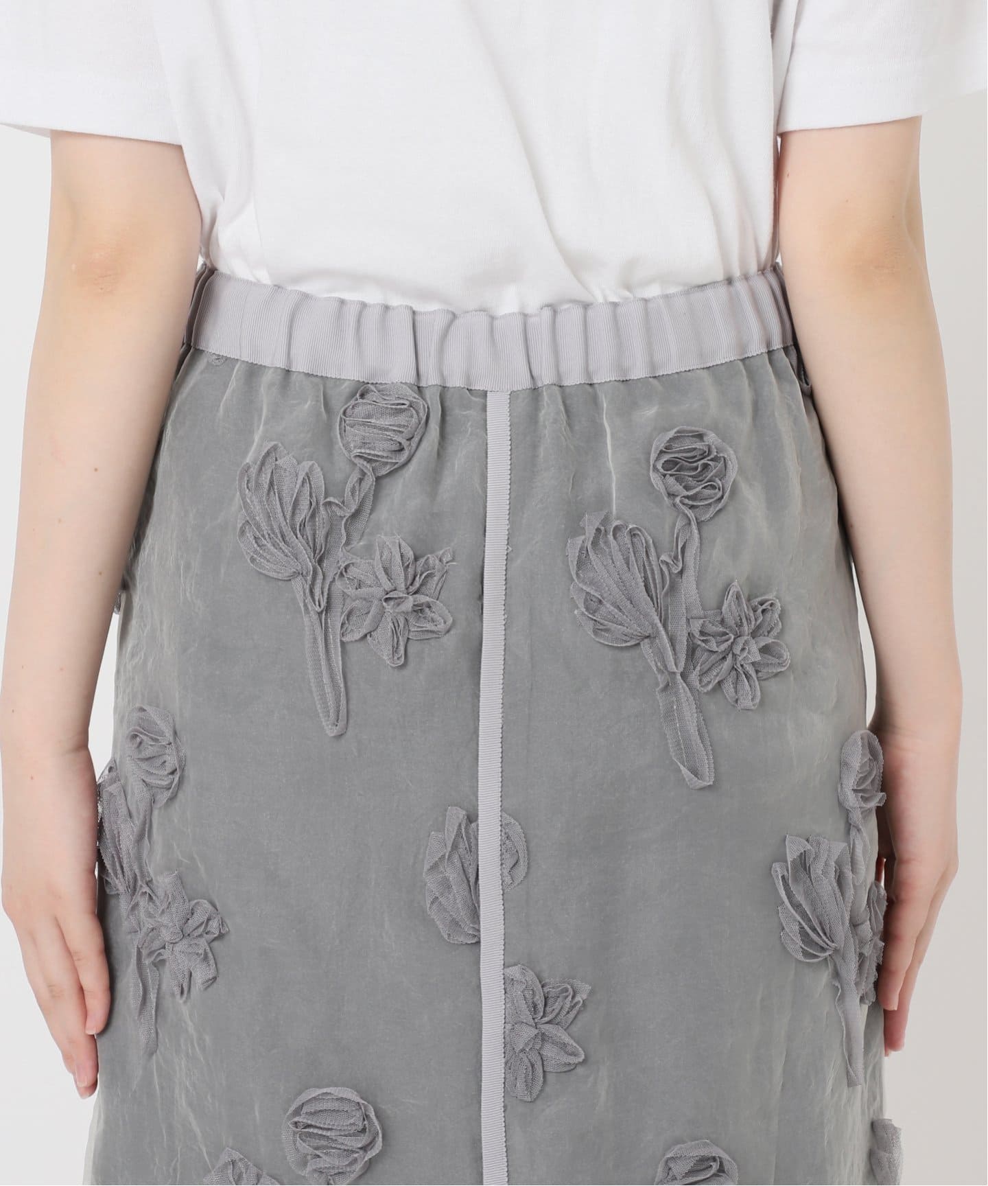 WEB限定/追加》フラワー刺繍オーガンジースカート（ロング