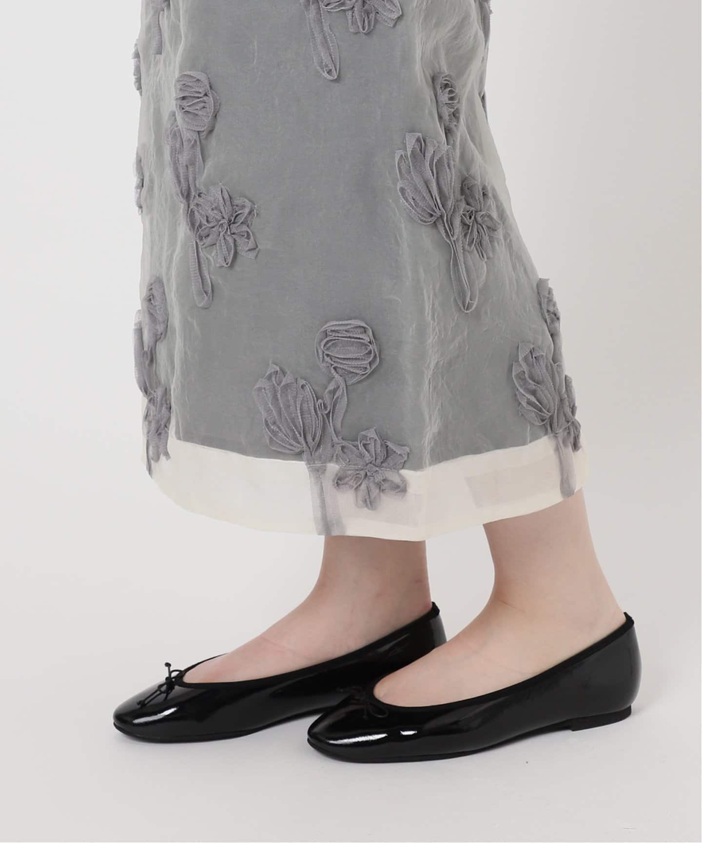 WEB限定/追加》フラワー刺繍オーガンジースカート（ロング