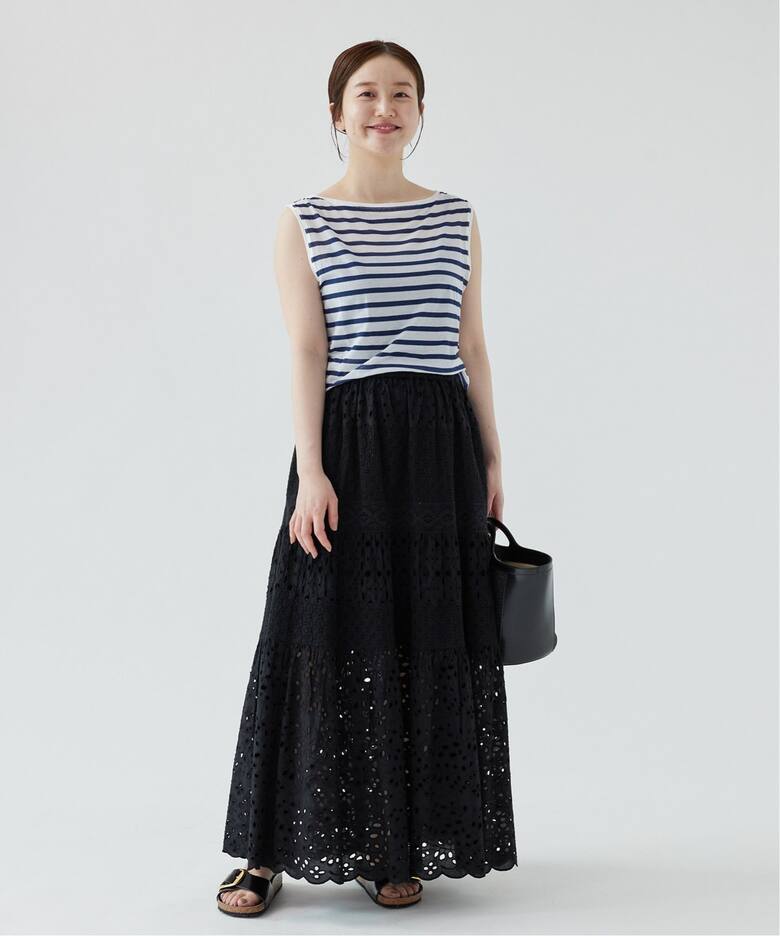 WEB限定/追加3》コットンレースティアードスカート（ロング・マキシ丈  